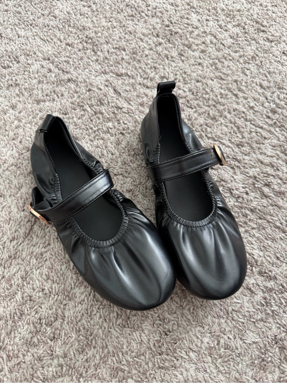 Amazon Black Mary Jane Ballet Flats with Gold Buckle